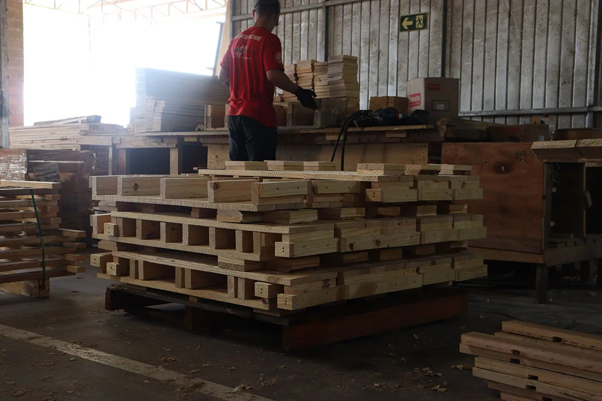 Pallets e estrados de madeira
